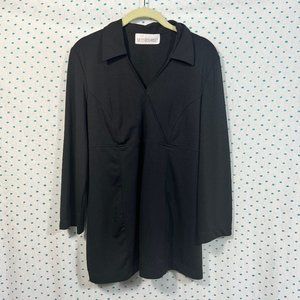 Motherhood Maternity Black V-Neck Long Sleeve Collared Blouse